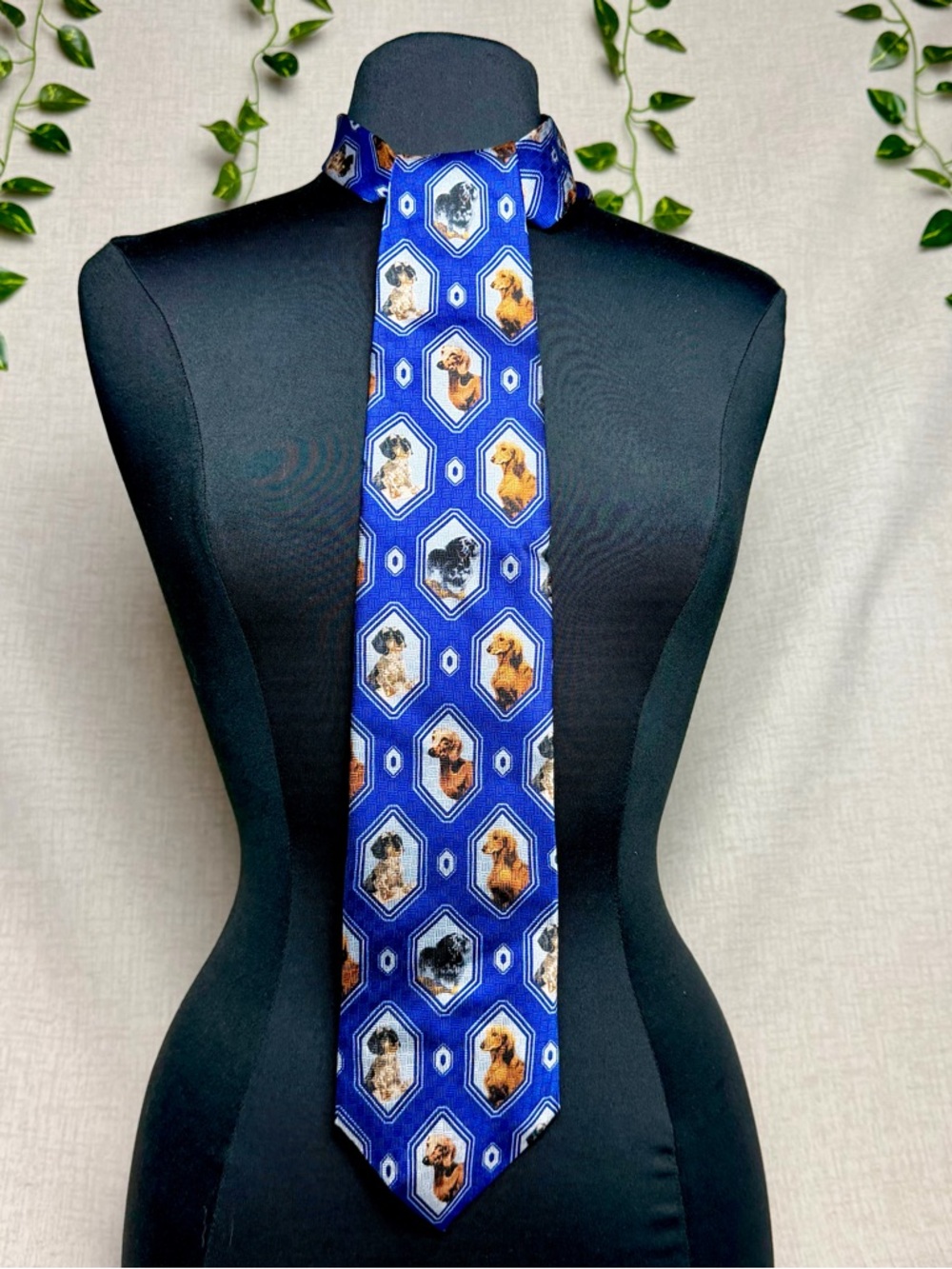 Dachshund Weenie Dog Mens Silk Tie Best Friends by Ruth Maystead Blue NWOT